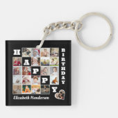 Gelukkige Verjaardag Custom 21 Photo Collage Gift Sleutelhanger (Achterkant)