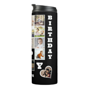 Gelukkige Verjaardag Custom 21 Photo Collage Gift Thermosbeker