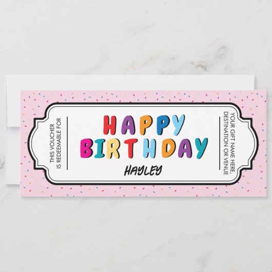 Gelukkige Verjaardag Custom Gift Certificate Vouch (Achterkant)