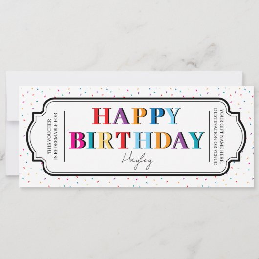 Gelukkige Verjaardag Custom Gift Certificate Vouch (Achterkant)