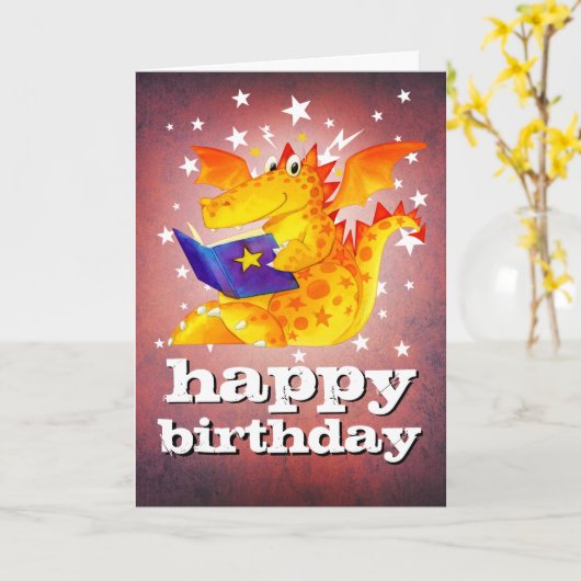 Gelukkige verjaardag! Custom Magical Kind's Dragon Kaart (Gele Bloem)