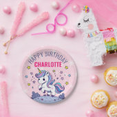 Gelukkige Verjaardag Custom Magische Eenhoorn Papieren Bordje (Feest)