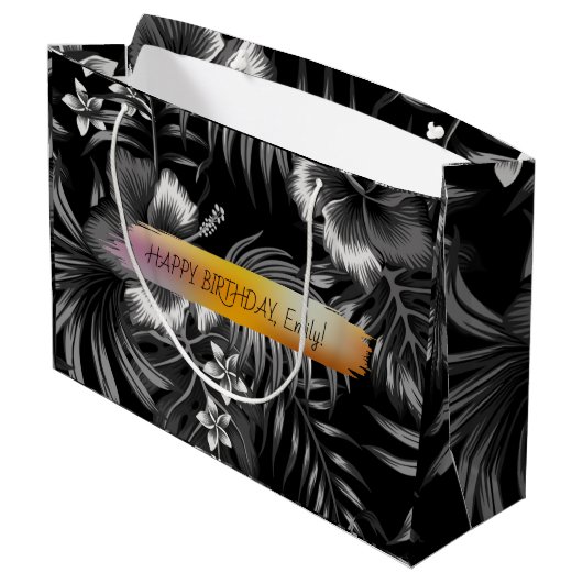 Gelukkige Verjaardag Custom Text Trendy Gepersonal Groot Cadeauzakje (Achterkant Gekanteld)