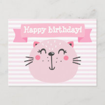 Gelukkige verjaardag! Cute roze kat - Kinderen van