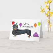 Gelukkige Verjaardag Dachshund Kaart (Gele Bloem)