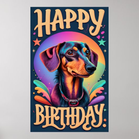 Gelukkige verjaardag Dachshund Poster (Voorkant)