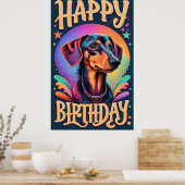 Gelukkige verjaardag Dachshund Poster (Keuken)