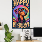 Gelukkige verjaardag Dachshund Poster (Thuiskantoor)