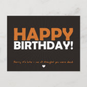 Gelukkige verjaardag (dacht dat je dood was) briefkaart (Voorkant)