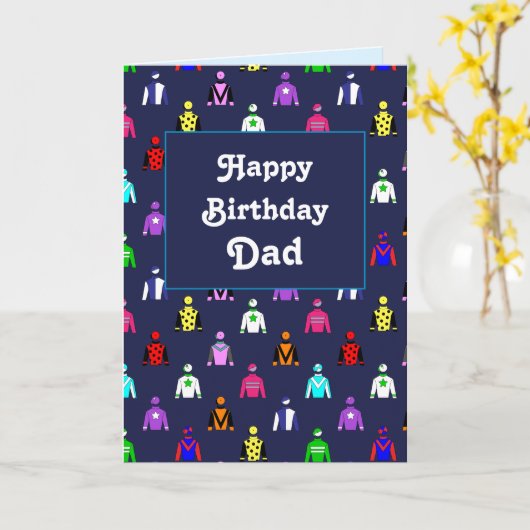 Gelukkige Verjaardag Dad Horse Racing Kaart (Gele Bloem)