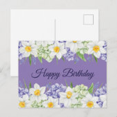 Gelukkige Verjaardag Daffodil en Hydrangea bloemen Briefkaart (Voorkant / Achterkant)