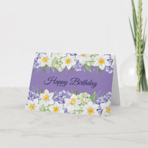 Gelukkige Verjaardag Daffodil en Hydrangea bloemen Kaart