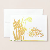 Gelukkige verjaardag. Daffodils Luxury Real Folie  Folie Kaarten (Voorkant met envelop)