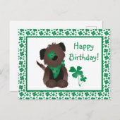 Gelukkige verjaardag Dag Hond Shamrock Groen Briefkaart (Voorkant / Achterkant)
