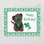 Gelukkige verjaardag Dag Hond Shamrock Groen Briefkaart (Voorkant)