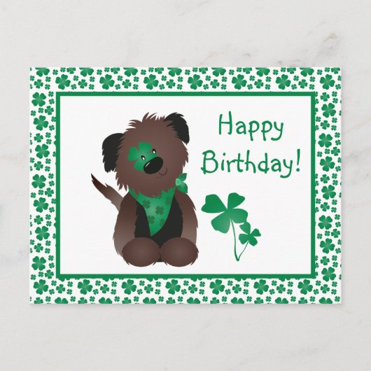 Gelukkige verjaardag Dag Hond Shamrock Groen Briefkaart (Voorkant)