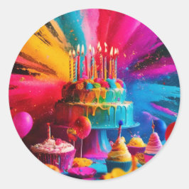 Gelukkige verjaardag dag ronde sticker