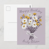 Gelukkige Verjaardag Daisy Boeket Retro CUSTOM NAA Briefkaart (Voorkant / Achterkant)