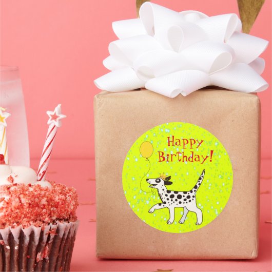 Gelukkige verjaardag Dalmatian Ronde Sticker (Feest)