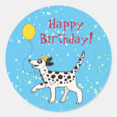 Gelukkige verjaardag Dalmatian Ronde Sticker (Voorkant)