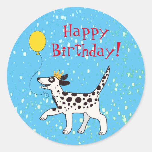Gelukkige verjaardag Dalmatian Ronde Sticker (Voorkant)