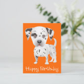 Gelukkige Verjaardag Dalmatische Puppy Dog Oranje  Briefkaart (Staand voorkant)