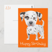 Gelukkige Verjaardag Dalmatische Puppy Dog Oranje  Briefkaart (Voorkant / Achterkant)