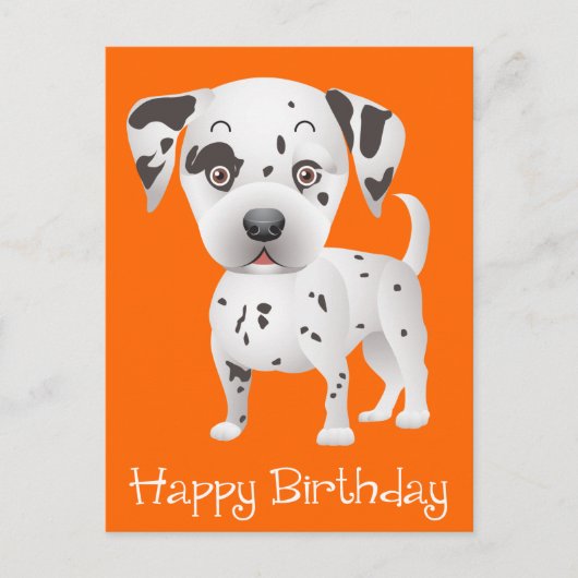 Gelukkige Verjaardag Dalmatische Puppy Dog Oranje  Briefkaart (Voorkant)