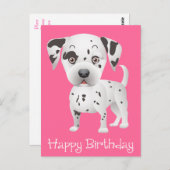 Gelukkige Verjaardag Dalmatische Puppy Dog Roze Br Briefkaart (Voorkant / Achterkant)