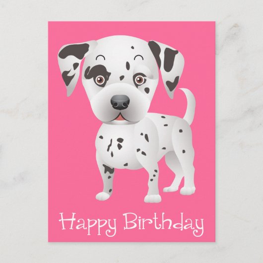 Gelukkige Verjaardag Dalmatische Puppy Dog Roze Br Briefkaart (Voorkant)