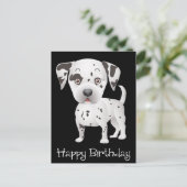 Gelukkige Verjaardag Dalmatische Puppy Hond Zwart Briefkaart (Staand voorkant)