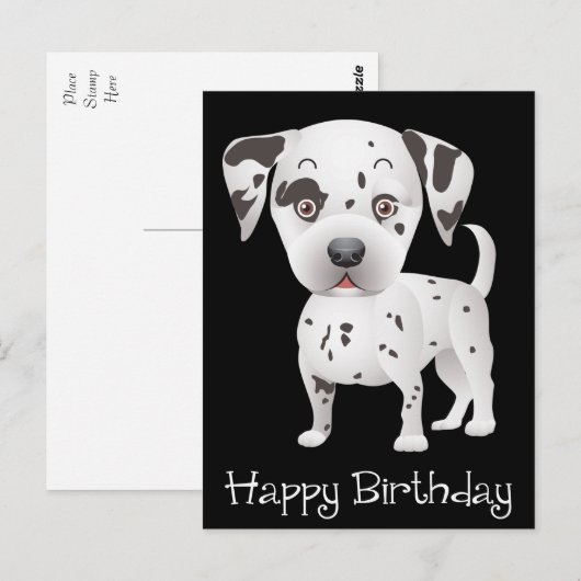 Gelukkige Verjaardag Dalmatische Puppy Hond Zwart Briefkaart (Voorkant / Achterkant)