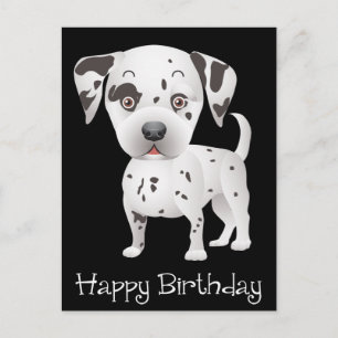 Gelukkige Verjaardag Dalmatische Puppy Hond Zwart  Briefkaart