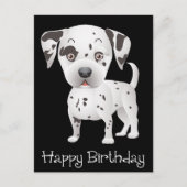 Gelukkige Verjaardag Dalmatische Puppy Hond Zwart Briefkaart (Voorkant)