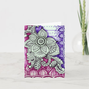 Gelukkige verjaardag Damask Indiase Mandala Blanco Kaart