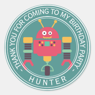 Gelukkige Verjaardag - Dank u Robot Ronde Sticker