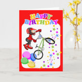 Gelukkige verjaardag dappere BMX fietser Kaart (Gele Bloem)