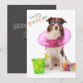 Gelukkige Verjaardag Dawg Beach Pool Hond in Zonne Feestdagenkaart (Voorkant / Achterkant)