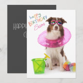 Gelukkige Verjaardag Dawg Beach Pool Hond Zonnebri Feestdagenkaart (Voorkant / Achterkant)