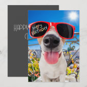 Gelukkige Verjaardag Dawg Hond in Zonnebril Feestdagenkaart (Voorkant / Achterkant)