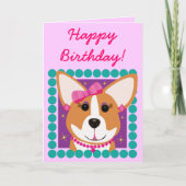 Gelukkige Verjaardag! De Dame van Corgi Kaart (Voorkant)
