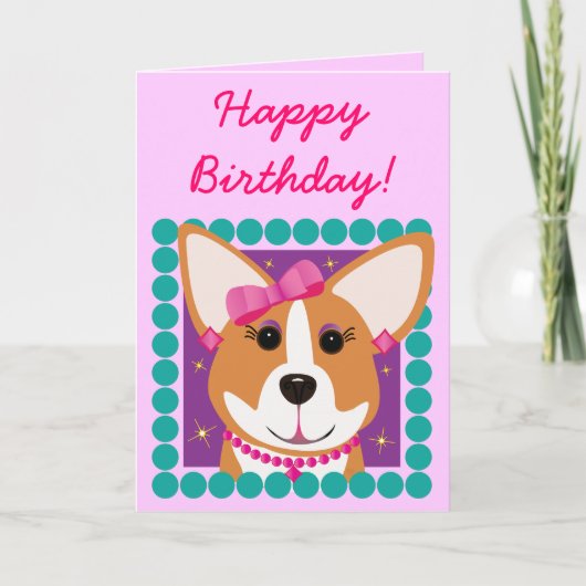 Gelukkige Verjaardag! De Dame van Corgi Kaart (Voorkant)