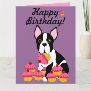 Gelukkige Verjaardag! De Kaart van Boston Terrier