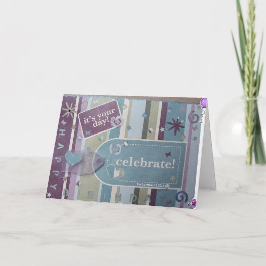 Gelukkige Verjaardag - de Kaart van het Plakboek (Voorkant)