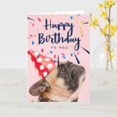 Gelukkige Verjaardag | de Leuke Hond van de Partij Kaart (Gele Bloem)