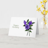 Gelukkige Verjaardag, de Paarse Bloemen van het Kaart (Gele Bloem)