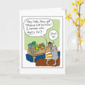 Gelukkige Verjaardag - de Rijpe Formule van de Kat Kaart (Gele Bloem)