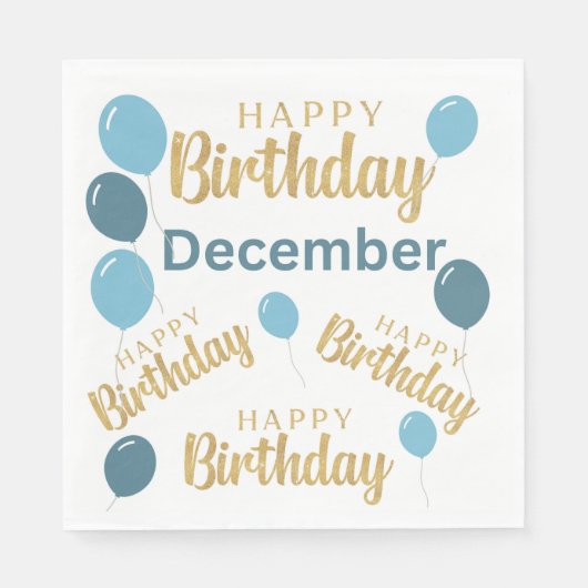 Gelukkige verjaardag December verjaardagen Papier  Servet (Voorkant)