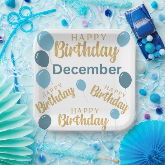 Gelukkige verjaardag December verjaardagen Papiere Papieren Bordje (Feest)