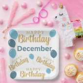 Gelukkige verjaardag December verjaardagen Papiere Papieren Bordje (Feest)